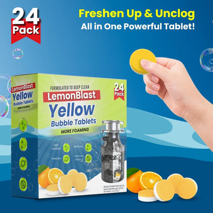 LemonBlast Yellow Bubble Tablets – Odor Eliminator + Blockage Remover (Buy 12 Get 12 FREE)
