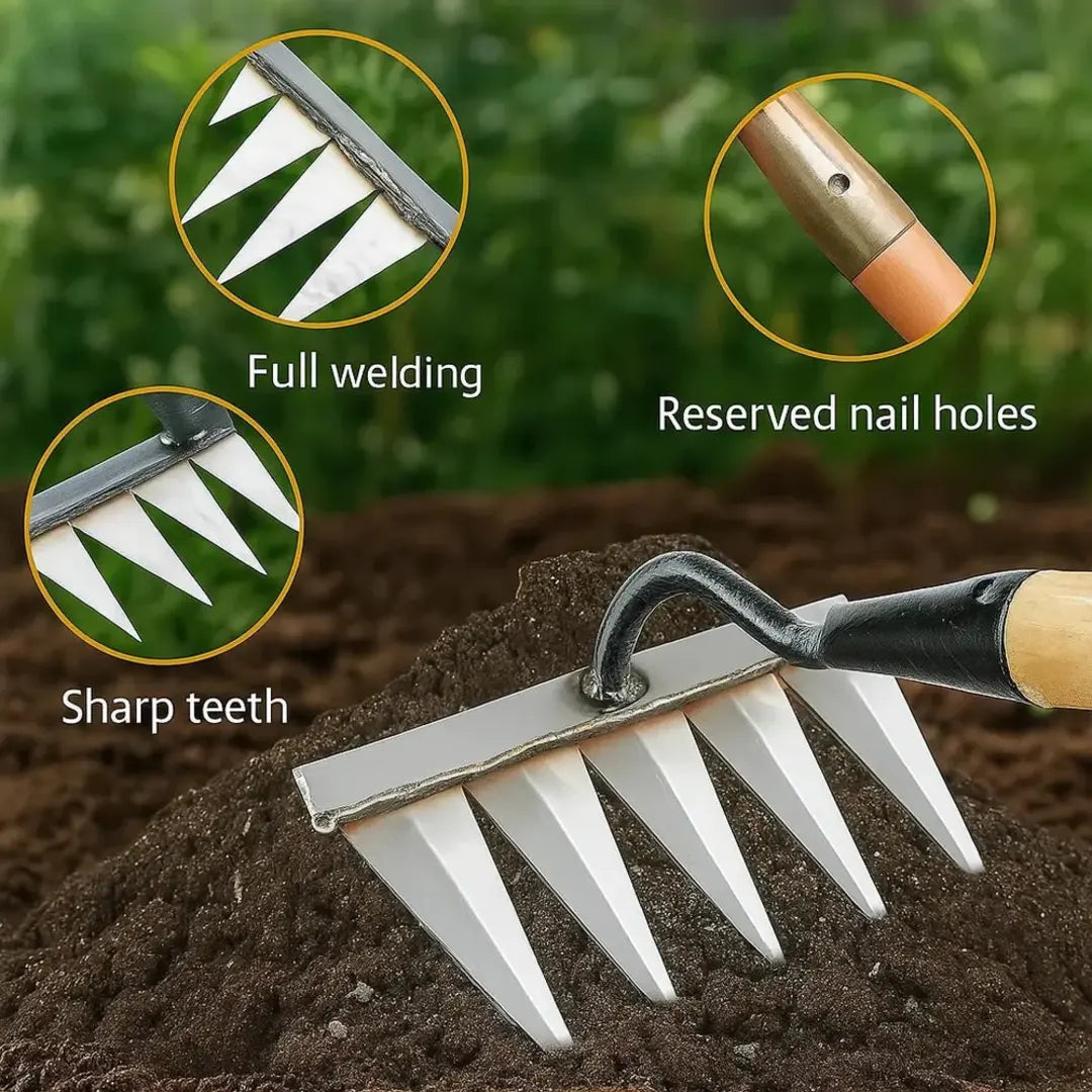 Garden Weeding Tool with 5 Durable Steel Claws