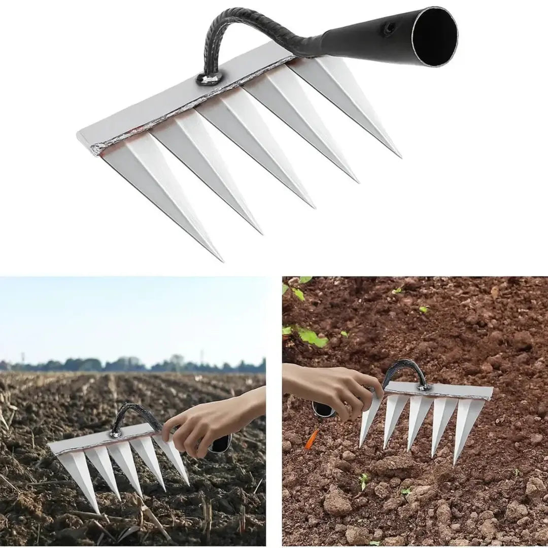 Garden Weeding Tool with 5 Durable Steel Claws